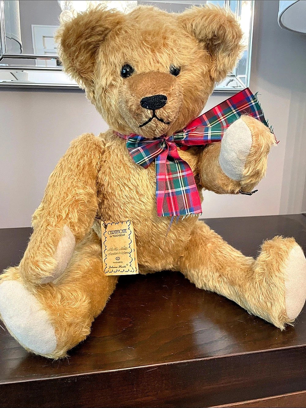 Johanna Haida Limited Edition 500 PCS No. 432 Teddy Bear Brown Plaid Scarf